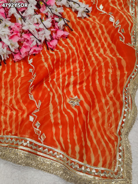 KcPc Premium Georgette Leheriya Saree with Gotapatti Work   MHS