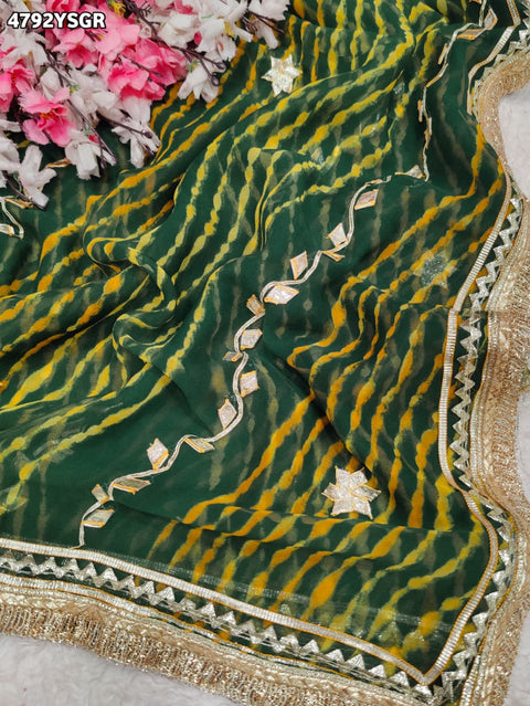 KcPc Luxury Georgette Leheriya Style Saree with Blouse   MHS