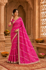 KcPc Traditional Georgette Leheriya Saree for Women MHS