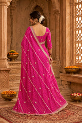 KcPc Traditional Georgette Leheriya Saree for Women MHS