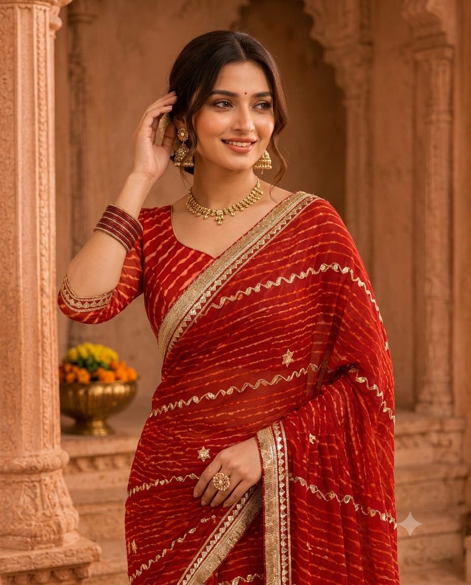 KcPc Royal Georgette Saree with Gotapatti Work MHS