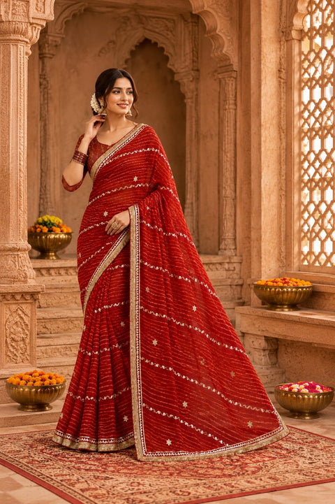 KcPc Royal Georgette Saree with Gotapatti Work   MHS