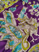 Kcpc Premium Georgette Kalamkari Saree with Zari Border ASH