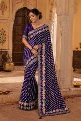 KcPc Premium Upada Silk Leheriya Saree with Zari WeavingPSP