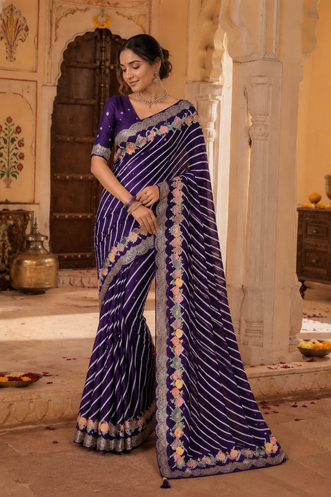 KcPc Premium Upada Silk Leheriya Saree with Zari Weaving  PSP
