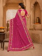 KcPc Traditional Upada Silk Leheriya Saree with Blouse PSP