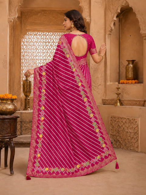 KcPc Traditional Upada Silk Leheriya Saree with Blouse   PSP