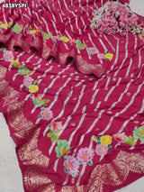 KcPc Traditional Upada Silk Leheriya Saree with Blouse PSP