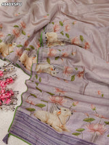 KcPc Premium Cotton Silk Kalamkari Saree with Stone WorkGAN