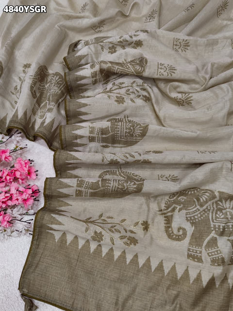 KcPc Designer Stone Work Cotton Silk Kalamkari Saree  GAN