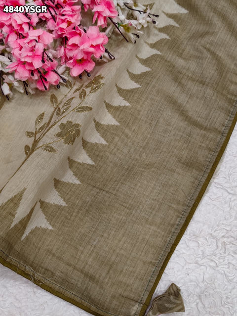 KcPc Designer Stone Work Cotton Silk Kalamkari Saree  GAN