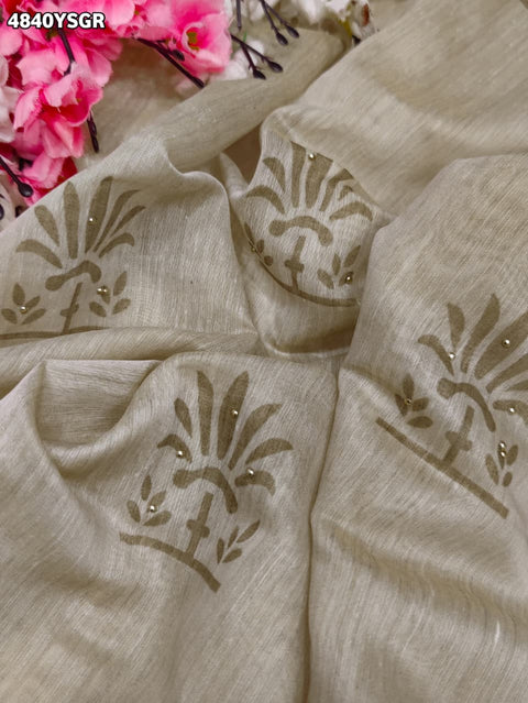 KcPc Designer Stone Work Cotton Silk Kalamkari Saree  GAN