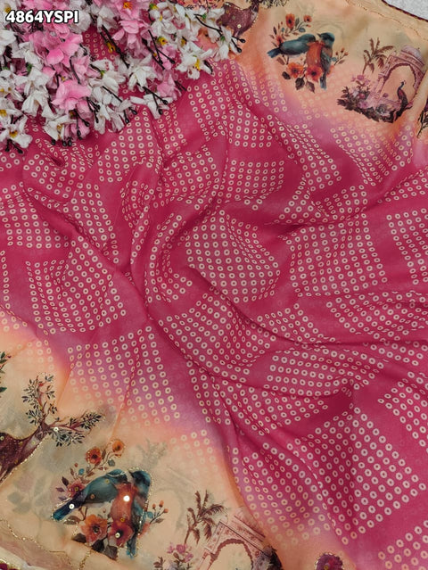 KcPc Premium Georgette Kalamkari Saree with Aari Tari Work   GAN