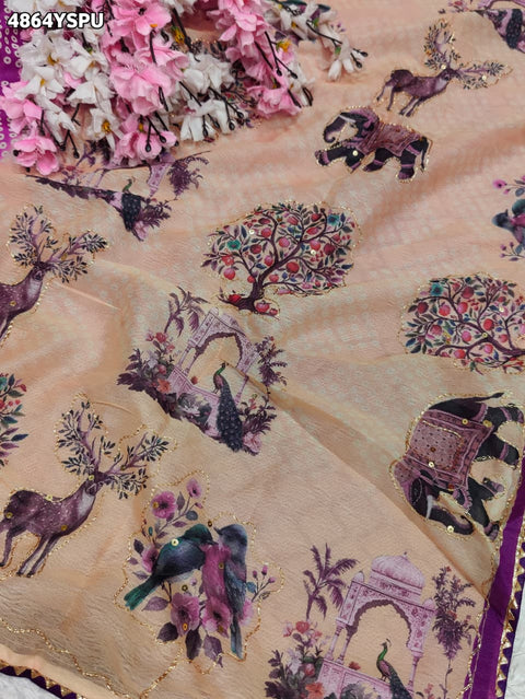 KcPc Traditional Georgette Kalamkari Saree for Women   GAN