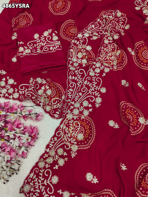 KcPc Premium Vichitra Silk Bandhani Saree with Peturn Work   GAN