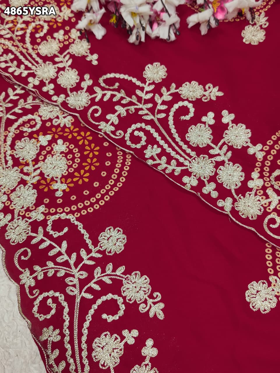 KcPc Premium Vichitra Silk Bandhani Saree with Peturn Work GAN