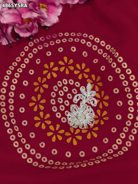 KcPc Premium Vichitra Silk Bandhani Saree with Peturn Work   GAN