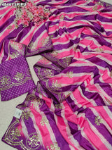 KcPc Premium Crepe Silk Leheriya Saree with Gota Patti Work for Festive WearASH