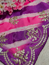 KcPc Premium Crepe Silk Leheriya Saree with Gota Patti Work for Festive WearASH