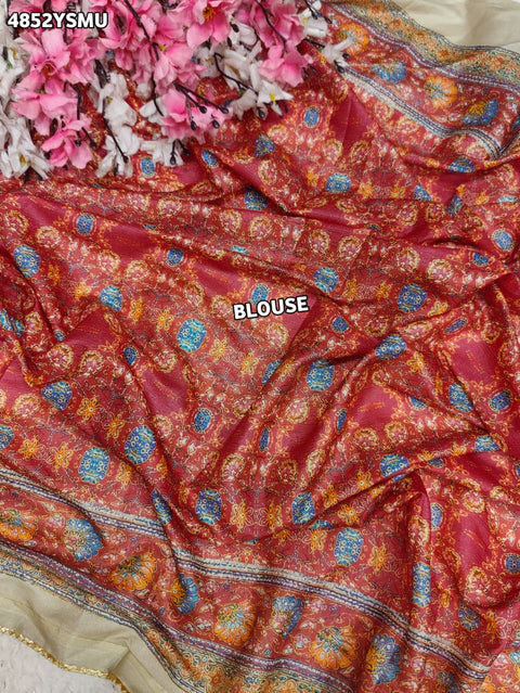 KcPc Premium Georgette Printed Saree with Mirror Work