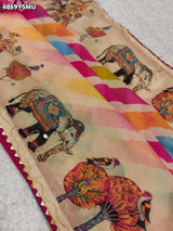 KcPc Premium Georgette Kalamkari Designer Saree with Tari WorkGAN