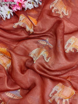 KcPc Premium Cotton Silk Kalamkari Style Saree with Aari Tari WorkSTL