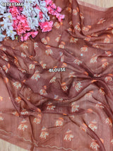 KcPc Premium Cotton Silk Kalamkari Style Saree with Aari Tari WorkSTL