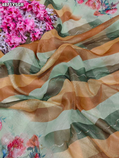 KcPc Premium Cotton Silk Leheriya Saree with Aari Tari Work Office Wear STL