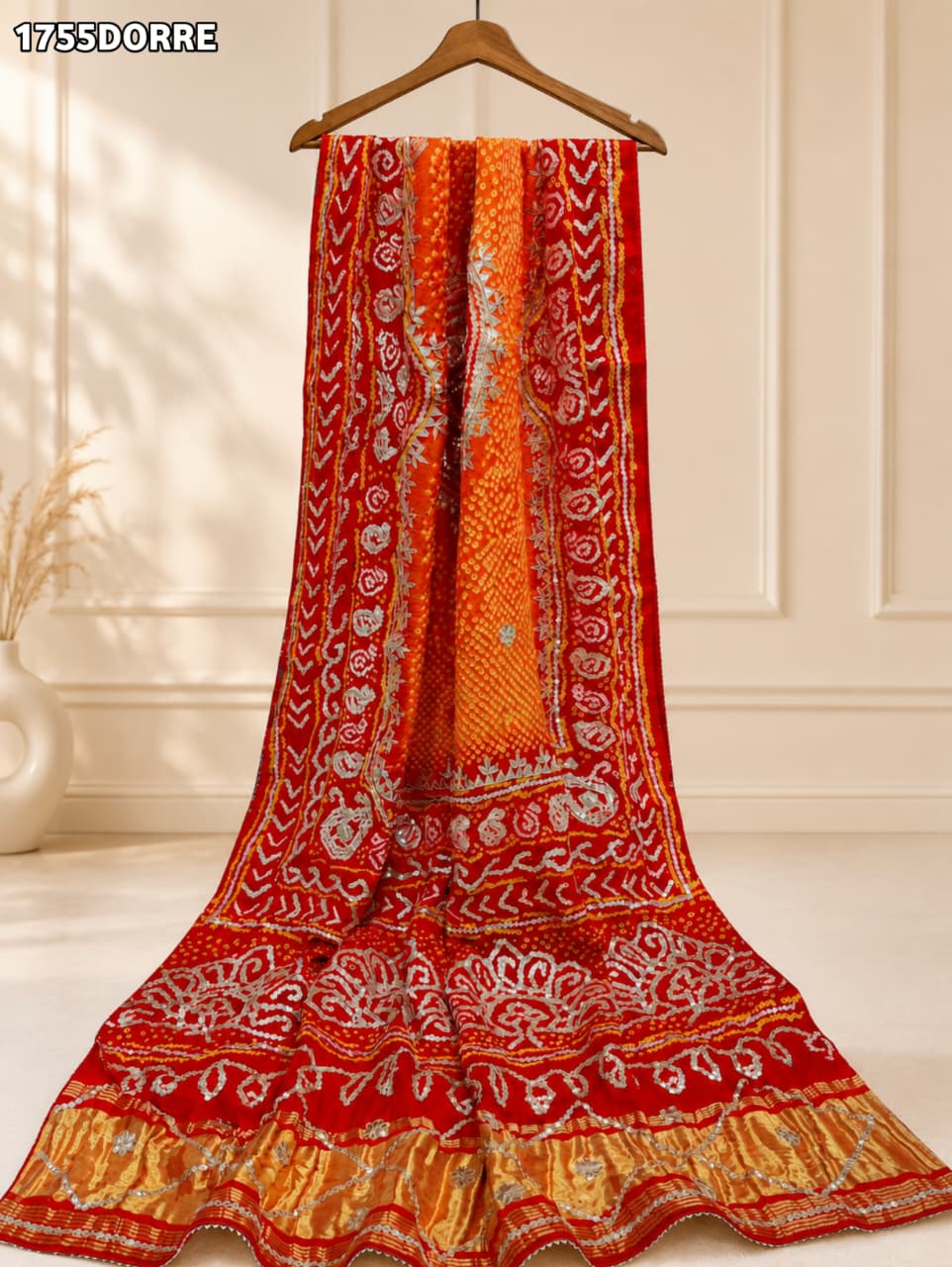 KcPc Pure Gaji Silk Bandhani Dupatta with Gota Patti WorkAMT