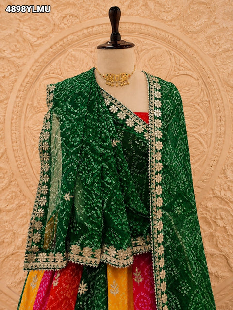 KcPc Georgette Bandhani Lehenga with Gotapatti Work  GSM