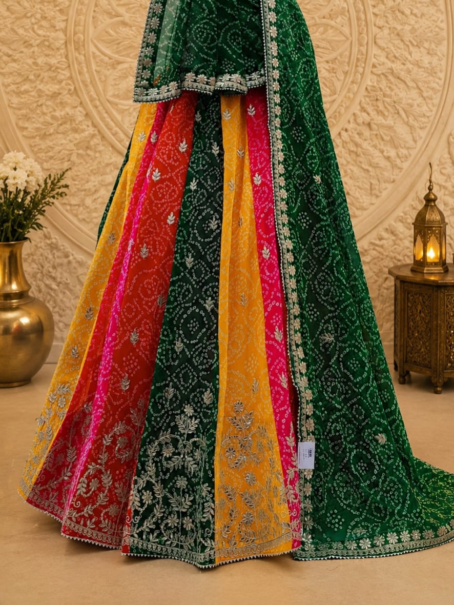 KcPc Georgette Bandhani Lehenga with Gotapatti WorkGSM