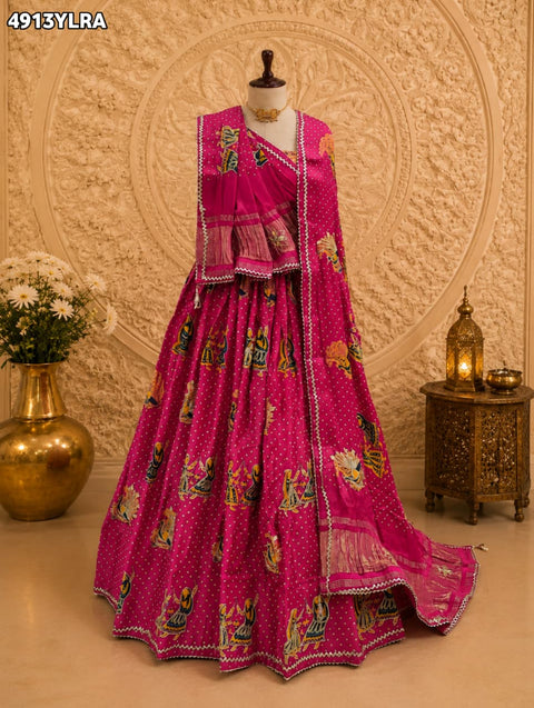 KcPc Traditional Gaji Silk Kalamkari Lehenga for Festive Wear  GOURI