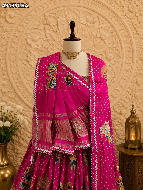 KcPc Traditional Gaji Silk Kalamkari Lehenga for Festive Wear  GOURI