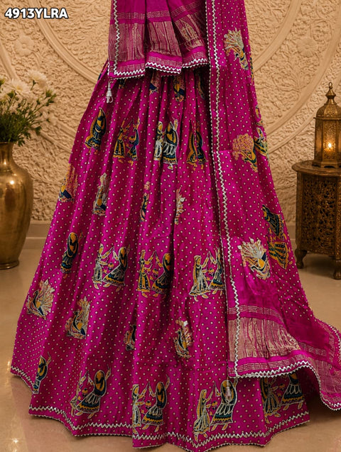 KcPc Traditional Gaji Silk Kalamkari Lehenga for Festive Wear  GOURI