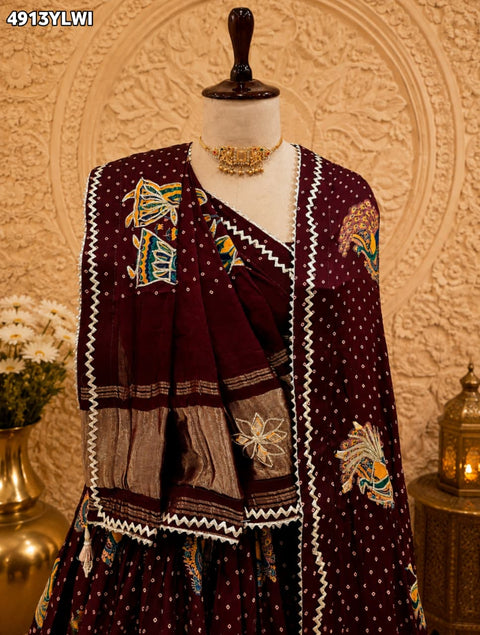 KcPc Gaji Silk Kalamkari Lehenga with Gotapatti Work  GOURI