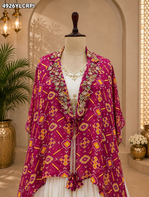 KcPc Chinon Silk Indo Western Lehenga with Cutdana Work  MLML