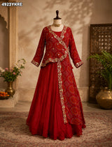 KcPc Designer HO Silk Bandhani Style Lehenga with Cutdana MLML