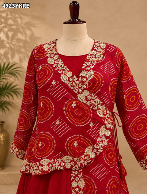 KcPc Designer HO Silk Bandhani Style Lehenga with Cutdana   MLML