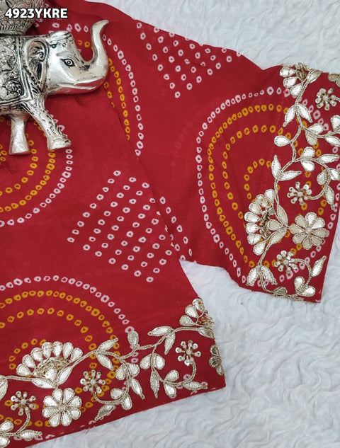 KcPc Designer HO Silk Bandhani Style Lehenga with Cutdana   MLML