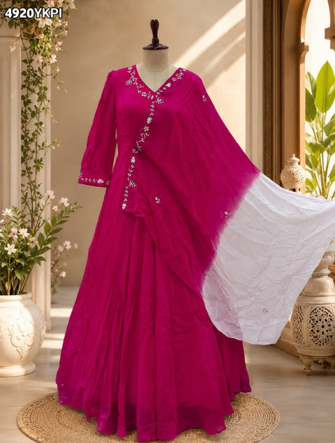 KcPc Chinon Silk Indo Western Lehenga with Cutdana Work  MLML