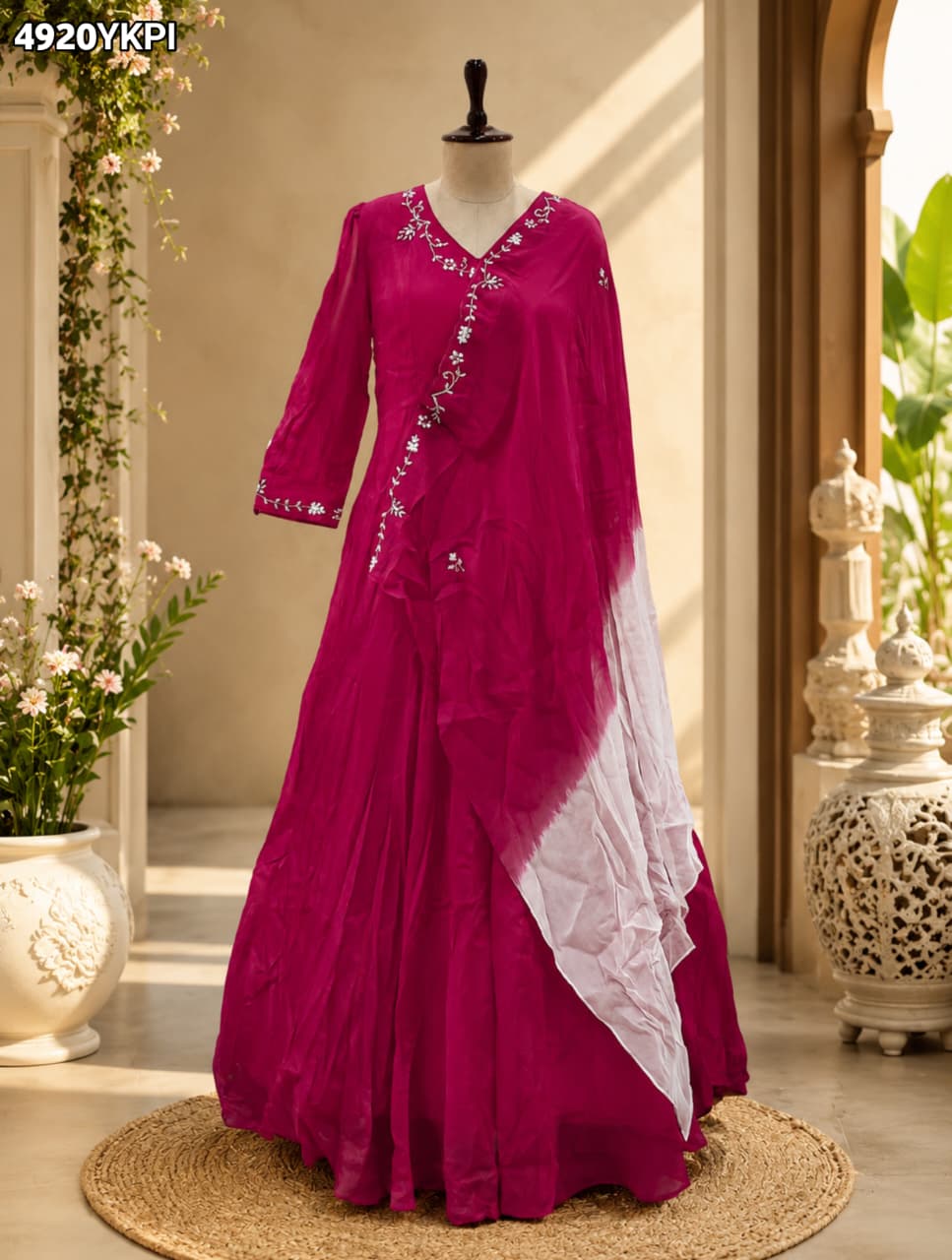 KcPc Chinon Silk Indo Western Lehenga with Cutdana WorkMLML