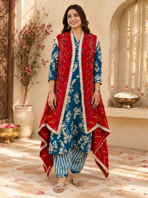 KcPc Georgette Bandhani Chunri with Designer Gotapatti Border