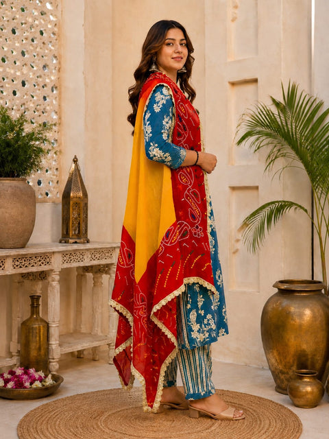 KcPc Beautiful Bandhani Georgette Pila Chunri for Traditional Wear