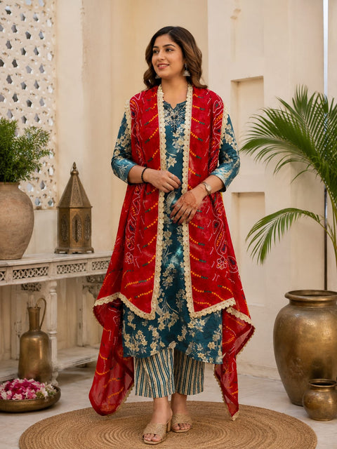 KcPc Beautiful Bandhani Georgette Pila Chunri for Traditional Wear