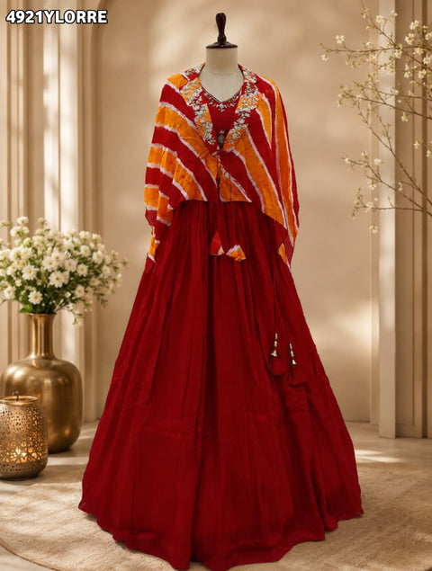 KcPc Chinon Silk Indo Western Lehenga with Cutdana Work  MLML