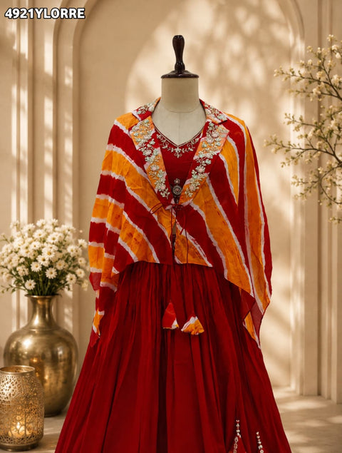 KcPc Chinon Silk Indo Western Lehenga with Cutdana Work  MLML