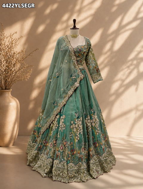 KcPc Tissue Silk Designer Lehenga with Heavy Cutdana Work   VICR