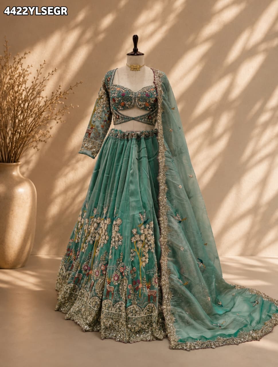KcPc Tissue Silk Designer Lehenga with Heavy Cutdana Work VICR