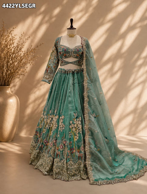 KcPc Tissue Silk Designer Lehenga with Heavy Cutdana Work   VICR