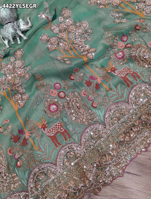 KcPc Tissue Silk Designer Lehenga with Heavy Cutdana Work   VICR